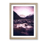 Mount Cook In New Zealand In Abstract Modern Framed Print | A3 Oak Framed Wall Art | Ready to Hang | Abstract Landscape Picture | Living Room Bedroom Lounge Office