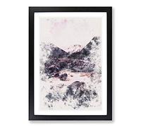 Mount Cook in New Zealand Watercolour Framed Print | A2 Black Framed Wall Art | Ready to Hang | Modern Landscape Picture | Living Room Bedroom Lounge Office