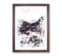 Mount Cook In New Zealand Watercolour Modern Framed Print | A4 Walnut Framed Wall Art | Ready to Hang | Modern Landscape Picture | Living Room Bedroom Lounge Office