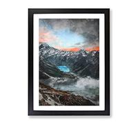 Mount Cook New Zealand Painting Modern Framed Print | A3 Black Framed Wall Art | Ready to Hang | Modern Landscape Picture | Living Room Bedroom Lounge Office