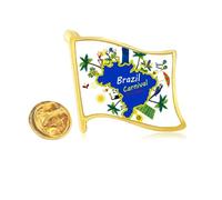 Mount Corcovado Brazil Maps Brazil Carnival Golden Metal Flag Lapel Pin Badge