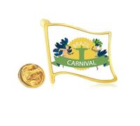 Mount Corcovado Hula Brazil Carnival Golden Metal Flag Lapel Pin Badge
