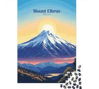 Mount Elbrus, Russia 1000 Piece Jigsaw Puzzle, Lakeside Architecture Scene, Interlocking Paper Pieces for Adults, Decorative Artwork, 52x38cm/1000pcs