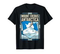 Mount Erebus Antarctica Flag Volcano Ice Landscape Retro Art T-Shirt