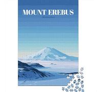 Mount Erebus Antarctica Poster Jigsaw Puzzle 1000 Pieces, Famous Building Scenic Print, Premium Paper Puzzle, Screen-Free Fun for Families, Family Night Game, 52x38cm/1000pcs