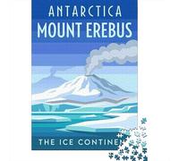 Mount Erebus Antarctica Travel Poster Adult Paper Puzzle, Global Monument Landscape, Interlocking Paper Pieces, Decorative Artwork for Home Décor Fans, Travel Gift, 38x26cm/1000pcs