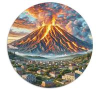 Mount Etna 1000 Pieces Jigsaw Puzzle 12 Years And Up Round Jigsaw Puzzles Fun Challenging Family Game Stress Reliever Expert Skill Level 1000pcs (67.5x67.5cm)