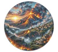 Mount Etna 1000 Pieces Jigsaw Puzzle 12 Years And Up Round Jigsaw Puzzles Impossible Hard Challenging for Adults Family Game Stress Reliever Expert Skill Level 1000pcs (67.5x67.5cm)