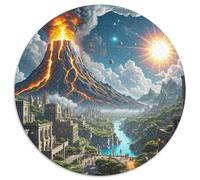 Mount Etna 1000 Pieces Jigsaw Puzzles 12 Years And Up Round Jigsaw Puzzle Difficult Challenge for Adults Family Game Stress Reliever Expert Skill Level 1000pcs (67.5x67.5cm)