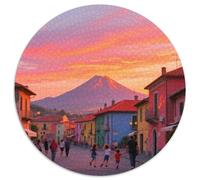 Mount Etna 1000 Pieces Jigsaw Puzzles 12 Years And Up Round Jigsaw Puzzle Difficult Challenge for Adults Family Game Stress Reliever Expert Skill Level 1000pcs (67.5x67.5cm)