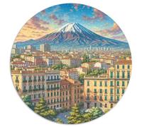 Mount Etna 1000 Pieces Jigsaw Puzzles 12 Years And Up Round Puzzle Fun Challenging Family Game Stress Reliever Expert Skill Level 1000pcs (67.5x67.5cm)