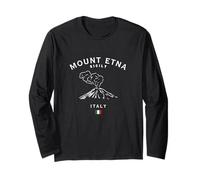 Mount Etna Sicily Volcano Italy Flag Italian Souvenir Long Sleeve T-Shirt