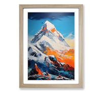 Mount Everest Action Painting Framed Print | A2 Oak Framed Wall Art | Ready to Hang | Modern Landscape Picture | Living Room Bedroom Lounge Office