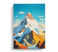 Mount Everest Art Deco Art Canvas Print | Gallery Wrapped 30mm Frame Wall Decor | 30x20 inches | Ready to Hang | Picture | Living Room Bedroom Lounge Office