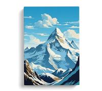 Mount Everest Art Deco Art No.3 Canvas Print | Gallery Wrapped 30mm Frame Wall Decor | 30x20 inches | Ready to Hang | Picture | Living Room Bedroom Lounge Office