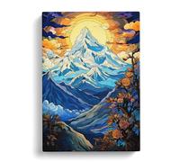 Mount Everest Art Nouveau Art Canvas Print | Gallery Wrapped 30mm Frame Wall Decor | 30x20 inches | Ready to Hang | Contemporary Picture | Living Room Bedroom Lounge Office
