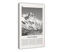 Mount Everest Black And White, Kala Patthar, Nepal, Himalaya Retro City Map Travel Landscape Canvas Modern Poster Wall Art Prints Paintings Living Room Bedroom Decor 16x24inch(40x60cm)