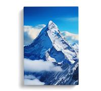 Mount Everest Constructivism | Canvas Wall Art Print | Framed Ready to Hang Picture | Modern Art for Living Room Bedroom Kitchen Home | 30x20 Inch