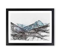 Mount Everest In The Himalayas In Abstract Modern Art Framed Wall Art Print, Ready to Hang Picture for Living Room Bedroom Home Office Décor, Black A2 (64 x 46 cm)