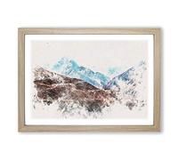 Mount Everest in The Himalayas Watercolour Framed Print | A2 Oak Framed Wall Art | Ready to Hang | Modern Landscape Picture | Living Room Bedroom Lounge Office