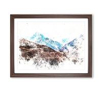 Mount Everest In The Himalayas Watercolour Modern Framed Print | A4 Walnut Framed Wall Art | Ready to Hang | Modern Landscape Picture | Living Room Bedroom Lounge Office