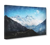 Mount Everest In Tibet & Nepal Canvas Print | Gallery Wrapped 30mm Frame Wall Art | 24x16 inches | Ready to Hang | Abstract Picture | Living Room Bedroom Lounge Office