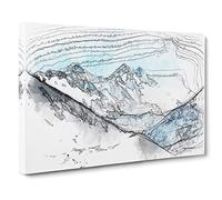 Mount Everest In Tibet & Nepal Sketch Canvas Print | Gallery Wrapped 30mm Frame Wall Art | 24x16 inches | Ready to Hang | Modern Picture | Living Room Bedroom Lounge Office
