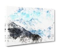 Mount Everest In Tibet & Nepal Watercolour Canvas Print | Gallery Wrapped 30mm Frame Wall Art | 24x16 inches | Ready to Hang | Modern Picture | Living Room Bedroom Lounge Office