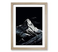 Mount Everest Line Framed Print | A2 Oak Framed Wall Art | Ready to Hang | Modern Landscape Picture | Living Room Bedroom Lounge Office