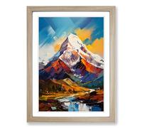 Mount Everest Modern Framed Print | A2 Oak Framed Wall Art | Ready to Hang | Modern Landscape Picture | Living Room Bedroom Lounge Office