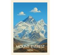 Mount Everest Nepal Landscape Wall Art, Snow-Capped Mountain art print. Size A4