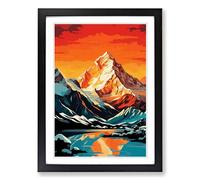 Mount Everest Pop Framed Wall Art Print - Ready to Hang Picture - Modern Art for Living Room Bedroom Kitchen Home - Black A3 (36 x 48 cm)