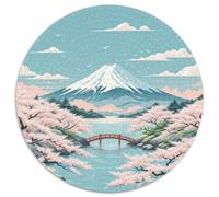 Mount Fuji 1000 Pieces Jigsaws Stress Reliever Difficult Challenge for Adults Kids Challenging sakura Creative Round Jigsaw Puzzles Home Decor Gifts And Gifts 1000pcs (67.5x67.5cm)
