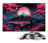 Mount Fuji 1000Pc Adults Jigsaw Puzzle Wooden Jigsaw Brain-Challenging DIY Decorative Game, Family Interactive Toy 50x75CM/19.68x29.52inch