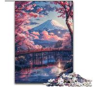 Mount Fuji And Cherry Blossom Adult Jigsaw Puzzles 1000 Pieces, Challenging To Complete But Fun And Humorous Birthday Present, Gifts, Wall Art (50x75cm)