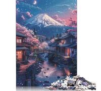 Mount Fuji And Cherry Blossom Puzzle Rectangular Paper Board 100% Recycled Cardboard Jigsaw Puzzle for Adult 1000pcs (75x50cm)