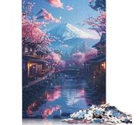Mount Fuji And Cherry Blossom Puzzle Unique Home Decor Premium Cardboard Jigsaw Puzzle for Adults Teen Unique Gift 1000pcs (75x50cm)