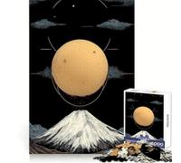 Mount Fuji And Sun Digital Art Jigsaw Puzzles 1000 Pieces Recall Boost Clean Connection Real Challenge Xmas Gift (38x26cm)