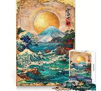Mount Fuji And The Great Wave Jigsaw Puzzle for Adults 1000 Pieces Sharp Thinking Clean Joint Fun Activity Birthday Surprise (38x26cm)