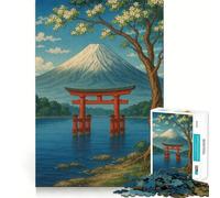 Mount Fuji And Torii Gate Landscape Puzzles for Teenagers 1000 Pieces Mental Boost Fine Detail Fun Challenge Room Decor (38x26cm)