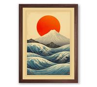 Mount Fuji at Sunrise Japandi Framed Wall Art Print A1 (84.1×59.4cm) Walnut, Wall Decor for Living Room, Bedroom, Office & Home, Ready to Hang, Art Gift