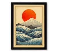 Mount Fuji at Sunrise Japandi Framed Wall Art Print A3 (42×29.7cm) Black, Wall Decor for Living Room, Bedroom, Office & Home, Ready to Hang, Art Gift