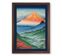 Mount Fuji at Sunrise Japandi Framed Wall Art Print A3 (42×29.7cm) Walnut, Wall Decor for Living Room, Bedroom, Office & Home, Ready to Hang, Art Gift