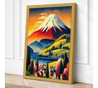Mount Fuji at Sunset Vintage Canvas Wall Art Print 24x16 Inch