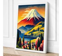 Mount Fuji at Sunset Vintage Canvas Wall Art Print 24x16 Inch