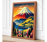 Mount Fuji at Sunset Vintage Canvas Wall Art Print 24x16 Inch