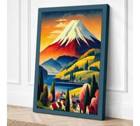 Mount Fuji at Sunset Vintage Canvas Wall Art Print 36x24 Inch