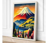 Mount Fuji at Sunset Vintage Canvas Wall Art Print 36x24 Inch