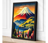 Mount Fuji at Sunset Vintage Canvas Wall Art Print 36x24 Inch
