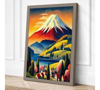 Mount Fuji at Sunset Vintage Canvas Wall Art Print 36x24 Inch